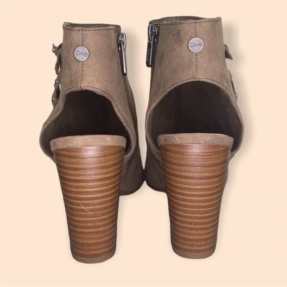 Circus by Sam Edelman Edna Taupe Peep Toe Bootie Shoes Size 9 - Picture 4 of 7